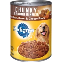 Pedigree Chopped Ground Dinner Beef Bacon and Cheese Canned Dog Food - 13.2 Oz - Case of 12