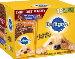 Pedigree Cuts in Gravy Multi-Pack Grilled Chicken and Beef with Noodles Canned Dog Food - 13.2 oz - Case of 18