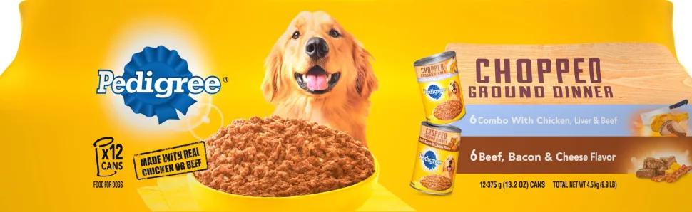 Pedigree Pate Chicken, Beef, Bacon and Cheese Multi-Pack Canned Dog Food - 13.2 oz - Case of 18