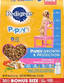 Pedigree Puppy Growth and Protection Chicken and Vegetables Dry Dog Food - 30 lb Bag