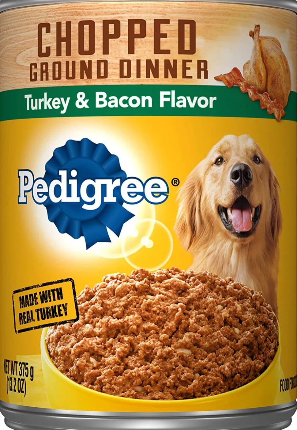 Pedigree Traditional Ground Dinner with Chunky Turkey and Bacon Canned Dog Food - 13.2 oz - Case of 12