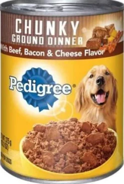 Pedigree Traditional Ground Dinner with Chunky Beef, Bacon & Cheese Canned Dog Food - 13.2 oz - Case of 12
