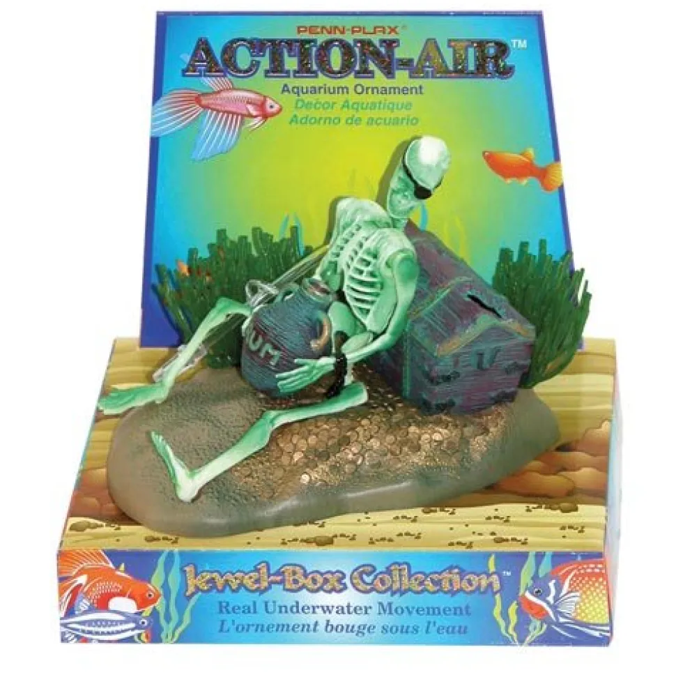 Penn Plax Action-Air Skeleton with Jug & Treasure Chest