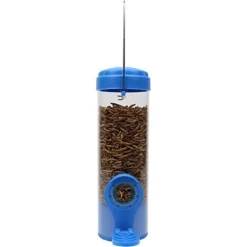 Perky-Pet Dried Mealworm Wild Bird Tubed Wild Bird Feeder - Blue - 3.5 Oz Cap