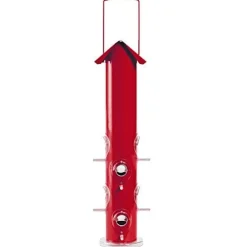 Perky-Pet Metal Tube Wild Bird Tubed Wild Bird Feeder - Red - 1.5 Lbs Cap