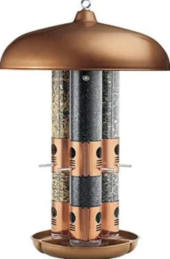 Perky-Pet Triple Tube Bird Tubed Wild Bird Feeder - Copper - 10 Lbs Cap
