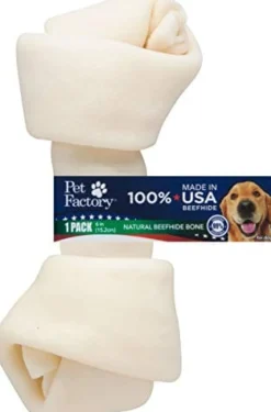 Pet Factory 100% Made In USA Beefhide Bone Natural Dog Chews - Natural - 6 In