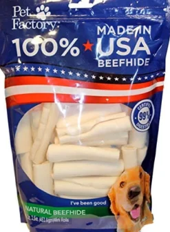 Pet Factory 100% Made In USA Beefhide Mini Rolls Natural Dog Chews - Natural - 16 Oz