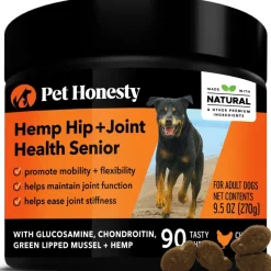 Pet Honesty Senior Hip and Joint with Hemp Chicken Chewy Dog Supplements - 90 Count - 9.5 Oz