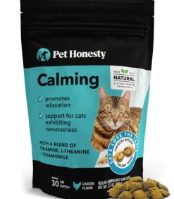 Pet Honesty Stress and Anxiety Calming Chicken Cat Chews Treats - 30 Day - 3.7 Oz