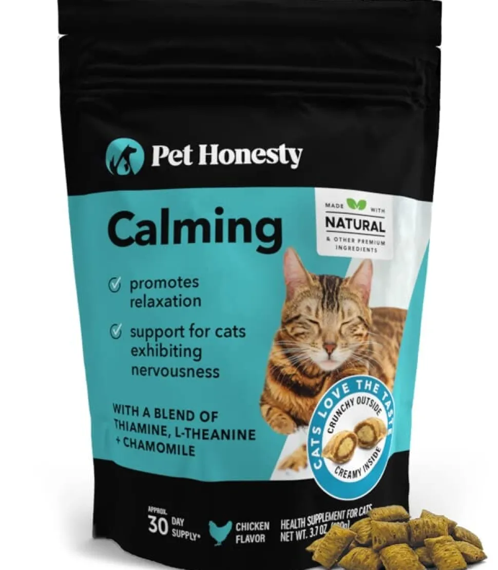 Pet Honesty Stress and Anxiety Calming Chicken Cat Chews Treats - 30 Day - 3.7 Oz
