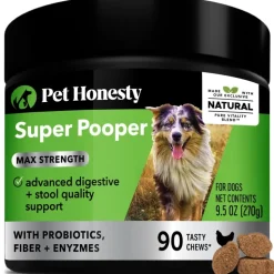 Pet Honesty Super Pooper Solid Stool Digestion Chicken Chewy Dog Supplements - 90 Count - 9.5 Oz