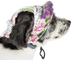 Pet Life ® 'Botanic Bark' Floral UV Protectant Adjustable Fashion Canopy Brimmed Dog Hat Cap