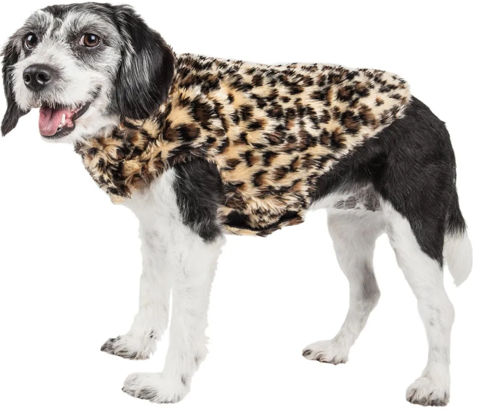 Pet Life ® Luxe 'Poocheetah' Cheetah-Spotted Designer Mink Fur Dog Coat