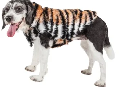 Pet Life ® Luxe 'Tigerbone' Tiger-Patterned Mink Fashion Fur Dog Jacket