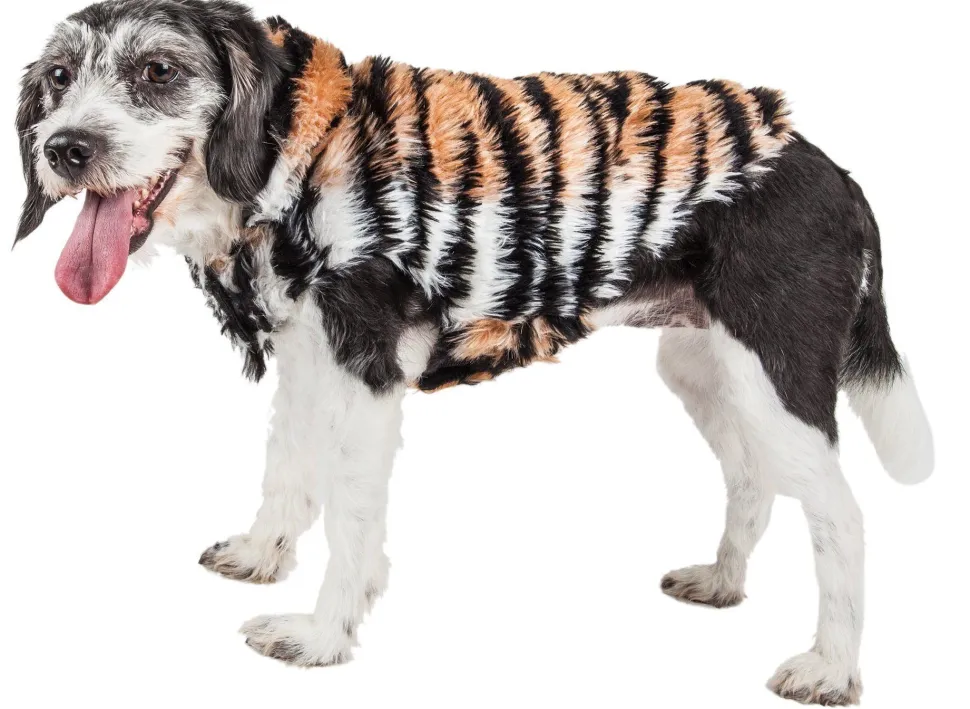Pet Life ® Luxe 'Tigerbone' Tiger-Patterned Mink Fashion Fur Dog Jacket