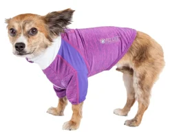 Pet Life ® Active 'Chewitt Wagassy' 4-Way-Stretch Yoga Fitness Long-Sleeve Dog T-Shirt