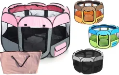 Pet Life ® 'All-Terrain' Lightweight Easy Folding Wire-Framed Collapsible Travel Pet Dog Playpen crate