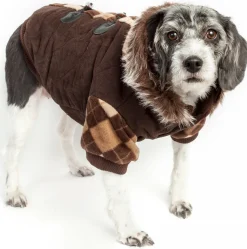 Pet Life ® 'Aygyle Style' 3M Insulated Designer Patterned Suede Dog Coat w/ Removable Hood