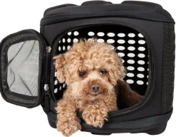 Pet Life ® 'Circular Shelled' Perforated Lightweight Collapsible Military Grade Travel Pet Dog Carrier