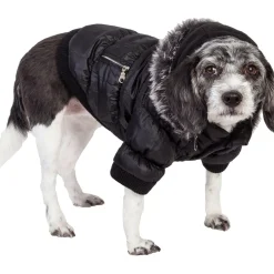 Pet Life ® Classic Metallic Fashion 3M Insulated Dog Coat Parka w/ Removable Hood
