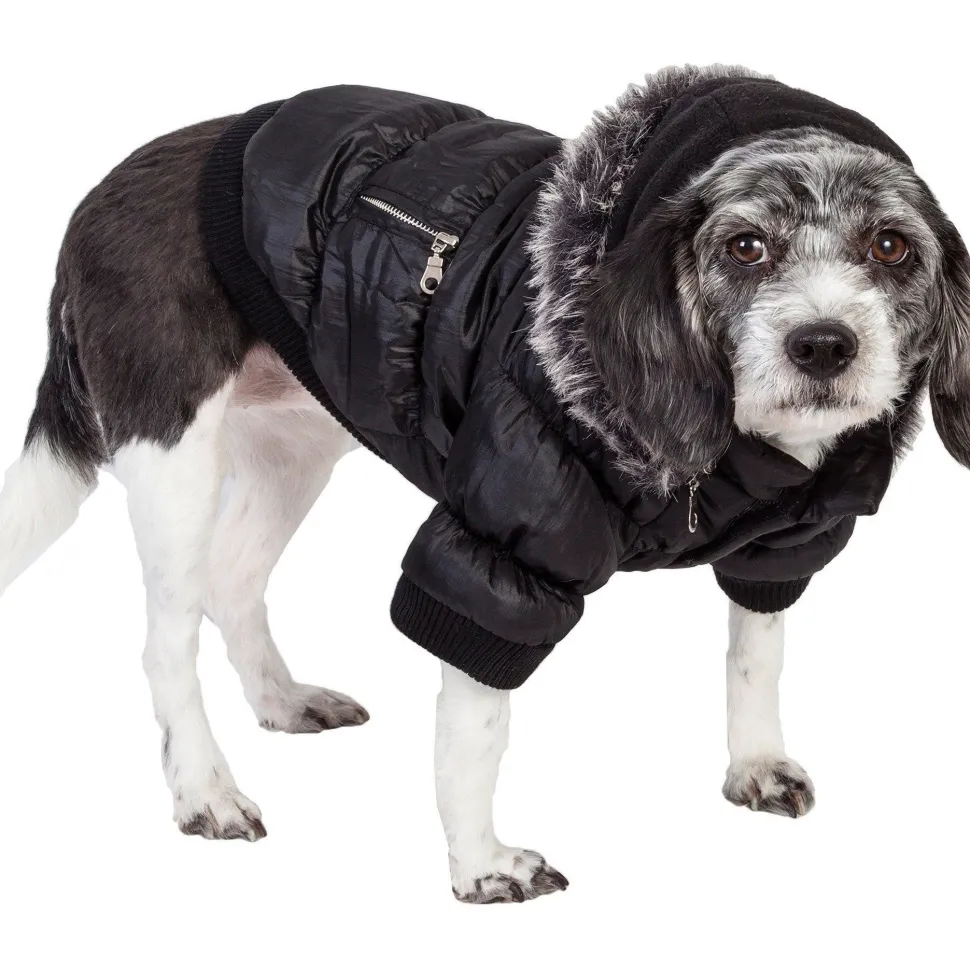 Pet Life ® Classic Metallic Fashion 3M Insulated Dog Coat Parka w/ Removable Hood