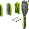 Pet Life ® 'Conversion' 5-in-1 Interchangeable Dematting and Deshedding Bristle Pin and Massage Grooming Pet Comb