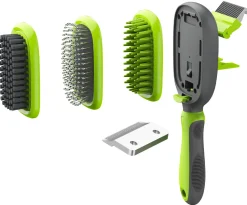 Pet Life ® 'Conversion' 5-in-1 Interchangeable Dematting and Deshedding Bristle Pin and Massage Grooming Pet Comb