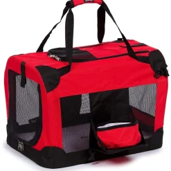 Pet Life ® 'Deluxe 360° Vista View' Zippered Soft Folding Collapsible Metal Framed Pet Dog Crate House Carrier w/ Removable Bowl and Pop-out Tray