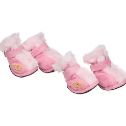 Pet Life ® Fur-Comfort 3M Insulated Fashion Fur and Suede Winter Dog Shoes Boots - Set of 4