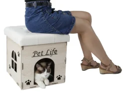 Pet Life ® 'Kitty Kallapse' Collapsible Folding Kitty Cat House Tree Bed Ottoman Bench Furniture