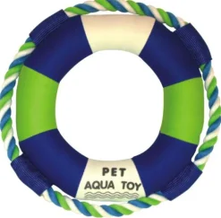Pet Life ® 'Life Raver' Rounded Squeaking and Jute Rope Floating Dog Toy