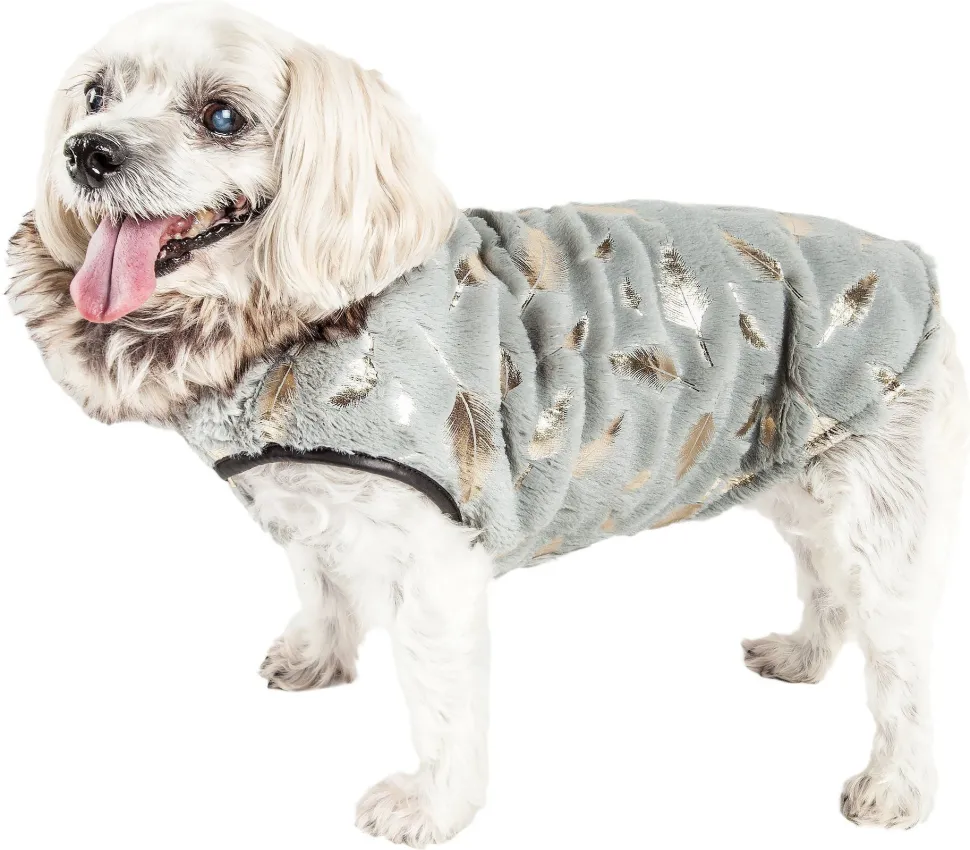 Pet Life ® Luxe 'Gold-Wagger' Gold-Leaf Fashion Designer Fur Dog Coat