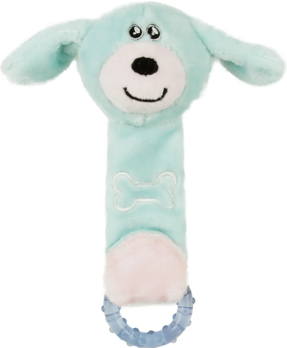 Pet Life ® Moo-Born' Plush and Rubber Squeaking Newborn Teething Cat and Dog Toy