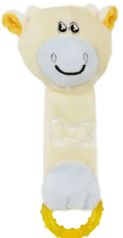 Pet Life ® Moo-Born' Plush Squeaky and Crinkle Newborn Rubber Teething Cat and Dog Toy