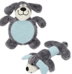Pet Life ® 2-piece Dual Squeaker and Plush Animal Dog Toy Set