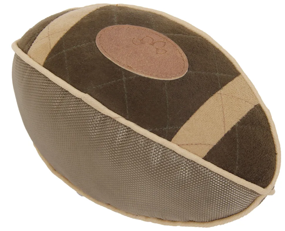 Pet Life ® 'Pugskin' Durable Oxford Nylon and Mesh Plush Squeaky Football Dog Toy