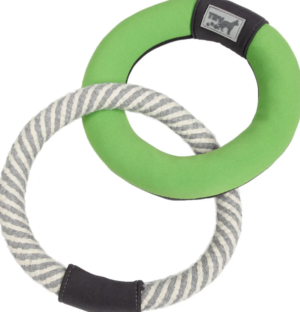 Pet Life ® 'Ring Toss' Dual-Connecting Jute Rope and Floating Ring Dog Toy