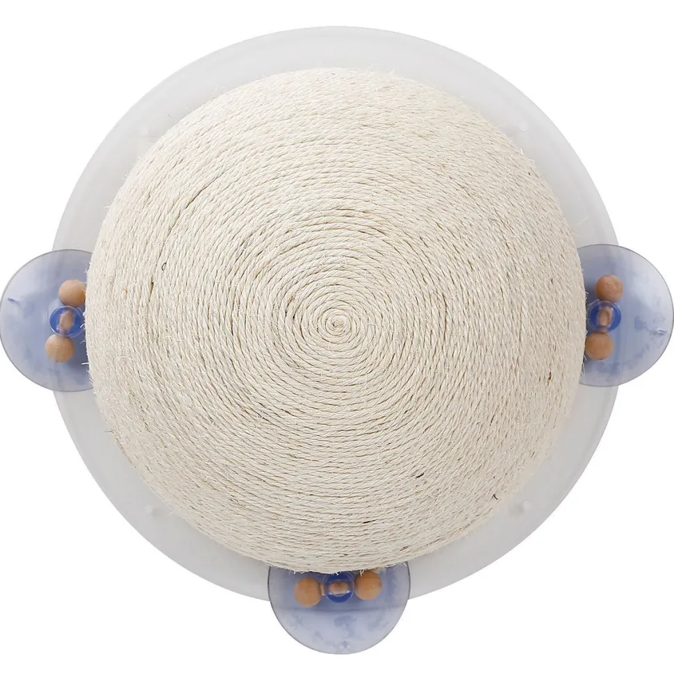 Pet Life ® 'Stick N' Claw' Sisal Rope and Toy Suction Cup Circular Cat Scratcher