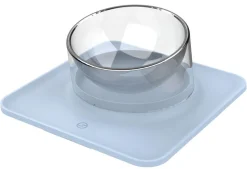 Pet Life ® 'Surface' Anti-Skid and Anti-Spill Curved and Clear Removable Pet Bowl