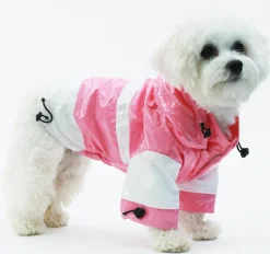 Pet Life ® 'Two-Tone' Waterproof Adjustable Dog Raincoat Jacket w/ Removable Hood