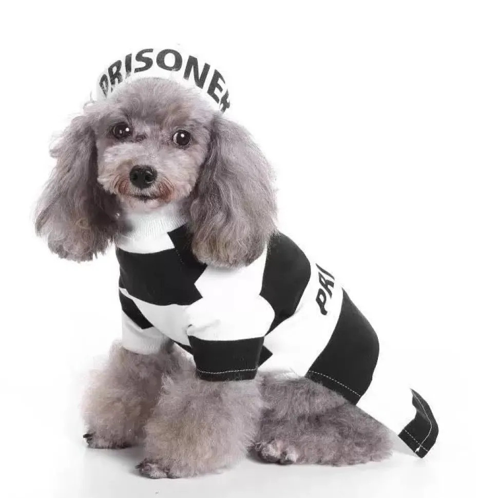 Pet Life Striped Retro Inmate Prisoner Pet Dog Costume Uniform