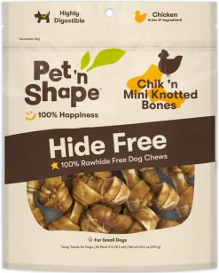 Pet 'N Shape Chik 'N Mini Knotted Bones Hide-Free Dog Treat - 20 Count