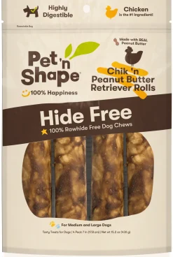 Pet 'N Shape Chik 'N Peanut Butter Retriever Roll Hide-Free Dog Treat - 7 in - 6 Count