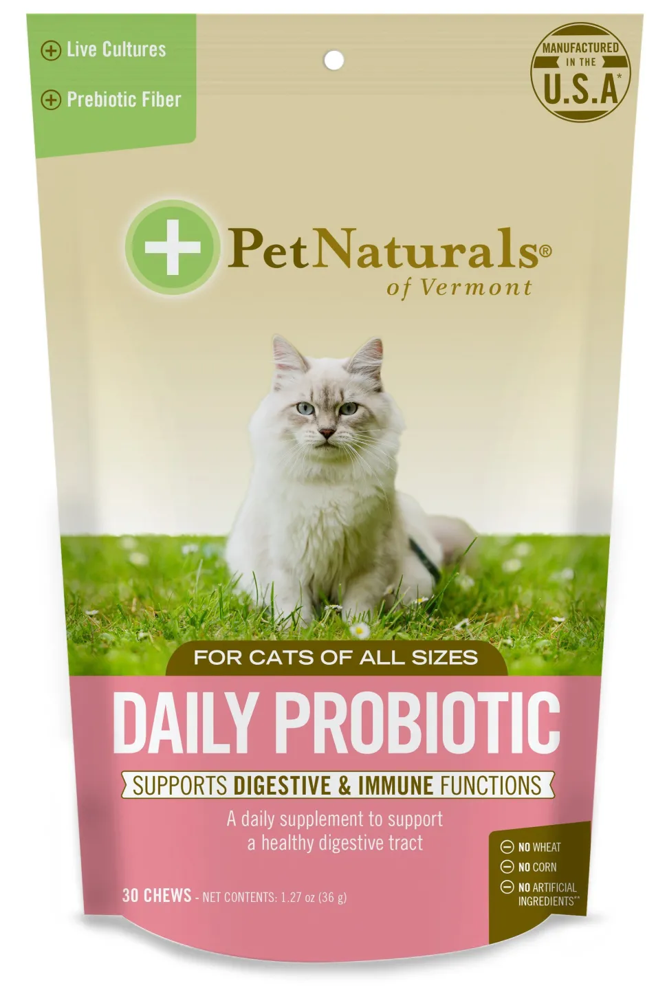 Pet Naturals of Vermont Daily Probiotic Cat Supplements - 30 Chews Pouch