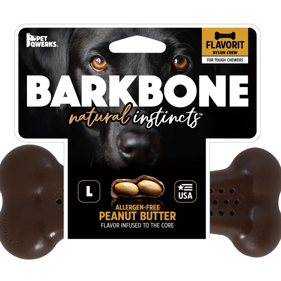 Pet Qwerks Made-in-the-USA Flavorit Peanut Butter BarkBone and WooodBone - Large