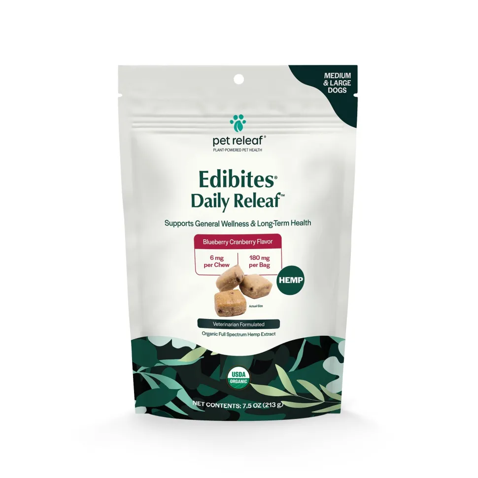 Pet Releaf Edibites Large Breed Blueberry/Cranberry Immunity Boost Hardchew Dog Treats - 7.5 oz Bag