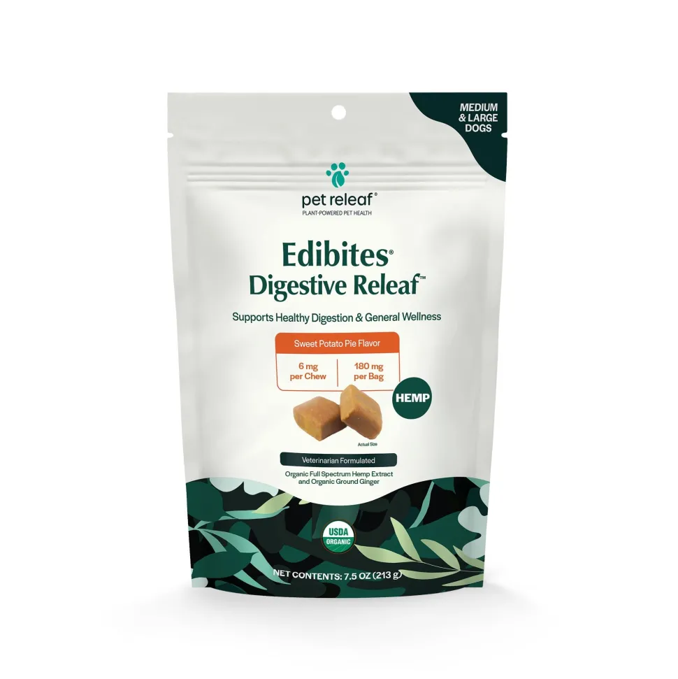 Pet Releaf Edibites Medium & Large Breed Sweet Potato Pie Digestive Health Softchew Dog Treats - 7.5 oz Bag
