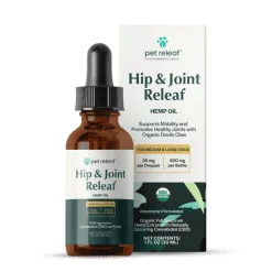 Pet Releaf Hip & Joint Organic 600 mg Hemp Oil Dog Supplements - 1 Oz Bottle