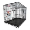 Petcrest Double Door Metal Folding Dog Crate - Black